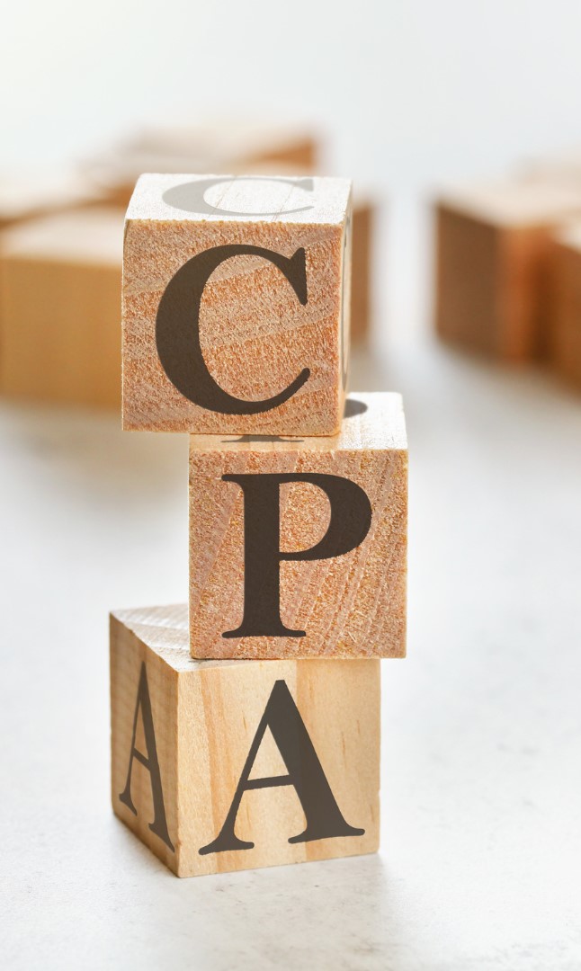 CPA letters block on table